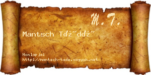 Mantsch Tádé névjegykártya